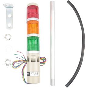Industrial Lamp Post LED Alarm Circular Tower Lamp Indicator Continuous Light Light Warning Lamp Buzzer Red Green Yellow DC 12V
