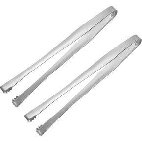 uxcell Serving Tongs, 2pcs 6Inch - Stainless Steel Ice Tongs, Tiny Tongs for Appetizers, Sugar, Charcuterie, Dessert, Tea Parties, Bar, Cafe (Silver)