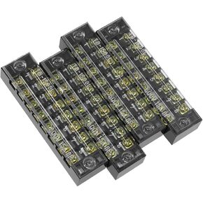 uxcell 4 Pcs 8 Positions Dual Rows 600V 15A Wire Barrier Block Terminal Strip TB-1508L