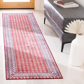 SAFAVIEH Brentwood Collection Runner Rug - 2' x 12', Red & Ivory, Traditional Oriental Distressed Design, Non-Shedding & Easy Care, Ideal for High Traffic Areas in Living Room, Bedroom (BNT899Q)