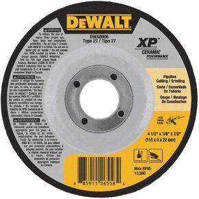 DEWALT DWA8906 Extended Performance Pipeline Grinding 4-1/2-Inch x 1/8-Inch x 7/8-Inch Ceramic Abrasive
