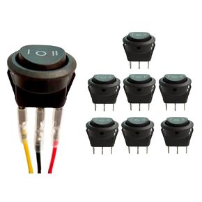 8Pcs 3 Way switch 3Pin 3 Position NO-OFF-NO 6A 250V AC 10A 125V DC SPDT 3 Position round rocker toggle switch - for Auto Car Boat Household appliances DIY etc