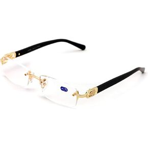 Men Rectangular Rimless Designer Fashion Reading Glasses Reader