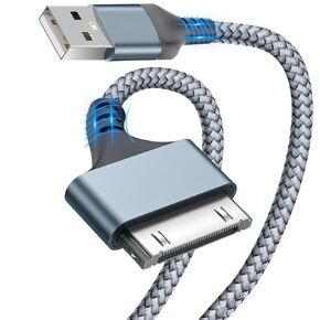 Herfair USB to 30 Pin Charger Cable Nylon Braided USB Charging Cord Compatible with i-Phone 4/4s/3G/3GS, iPad 1 2 3, iPod Touch 4 3 2 1, iPod Classic 3 2 1 (3FT)