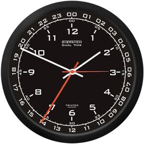 Trintec 12 & 24 Hour Military Time Swl Zulu Time 24hr Wall Clock 10" - Black Dial DSP01