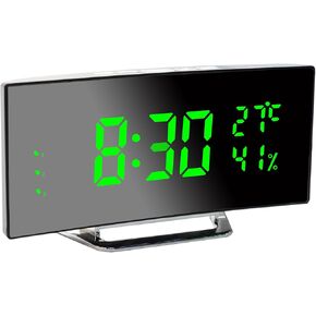 Digital Alarm Clock, 6.5 Inch LED Large Screen, Bedside Alarm Clock with Temperature and Humidity, Mirror Clock with 3 Alarm Clocks, Adjustable Brightness, Snooze Function,USB Power Supply