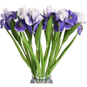 Iris Flowers Artificial Flowers 6 PCS Real Touch Flowers 23.22 in Long Stems Flowers Purple Iris Artificial Flowers for Wedding Bridal Home Kitchen Party Décor(Purple)