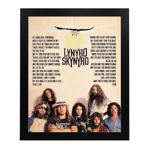 ديكور فني جداري للموسيقى مجانًا، لافتة فنية جدارية لكلمات أغنية Lynyrd Skynyrd الرجعية، طباعة ملصق موسيقى الروك الكلاسيكي القديم في السبعينيات مثالية لديكور المنزل، أو ديكور المكتب، أو ديكور الاستوديو. غير مؤطر-11x14"