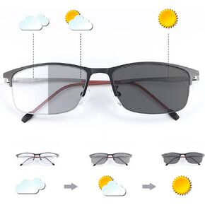 MIRYEA Photochromic Progressive Multifocus Transition Reading Sunglasses UV Protection Sun Reader Blue Light Blocking Glasses