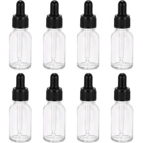 PATIKIL 15ml Glass Dropper Bottle, 8Pcs Leakproof Essential Oils Sample Liquid Perfume Container with Eye Dropper for Storage Travel, Clear