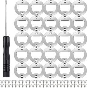 25 Sets of Bottle Opener Insert Kit - Hardware Parts Supply with Screws Screwdriver Included, Stainless Steel Bottle Opener Blanks for Bottle Opener DIY Resin Mould