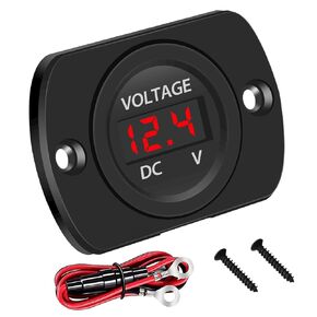 Volt Meter,12V Battery Monitor, Waterproof DC 12V 24V Meter, Digital Round Panel Voltage Tester Gauge Meter with Wires for Truck Motorcycle ATV UTV Marine Boat Vehicle