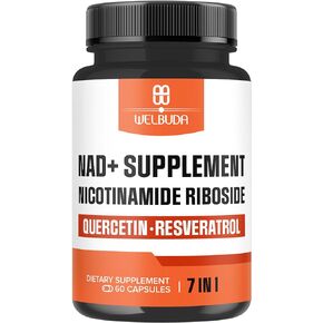 NAD+ Supplement with Nicotinamide Riboside 900mg Per Serving w/Resveratrol, Quercetin, Turmeric, Rhodiola Rosea, Vitamin D3 and Vitamin C - Cellular Energy & Repair, Vitality, Healthy Aging - 60 Count