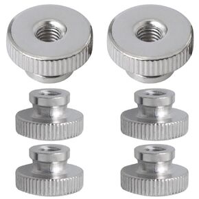 6PCS Knurled Wing Nuts M6x1mm Silver Hand Threaded Nut Steps Nickel Plated Round Knob Fastener for 3D Printer Parts Machines Tool Kits