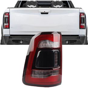 Dasbecan Left Driver Side Tail Light Assembly Rear Lamp LED Compatible With Dodge Ram 1500 2019-2023 Blind spot module can be installed (Black Cover)