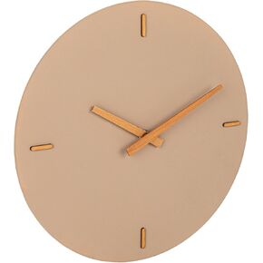 Bloomingville Round Stoneware and Wood Wall Clock, Beige and Natural
