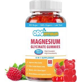 Magnesium Glycinate Gummies 800mg| Sugar-Free | Gluten-Free | Non-GMO| Vegan-Friendly | Relaxation Calm Magnesium Gummies for Adults & Kids 60Ct