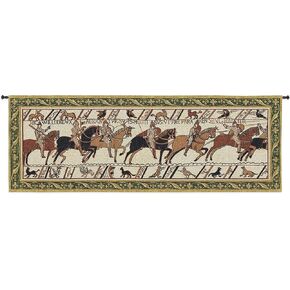 Bayeux Tapestry Historic Masterwork of Norman Conquest of England | Woven Tapestry Wall Art Hanging | Historic Artwork with Border | 100% Cotton USA Size 76x27