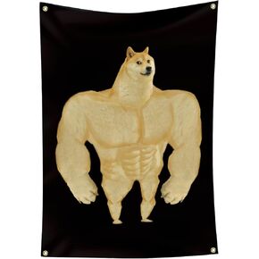 knuvkon Swole Doge Meme Tapestry 3x4 Ft Funny Tapestry for College Dorm Decor Teen Guys Girls Bedroom Living Room Dorm Home Indoor Wall Decorations