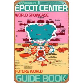 Ysirseu Epcot Park Map Vintage Tin Sign 8X12 بوصة، علامة معدنية ريترو الفن جدار ديكور للمنزل المقاهي مكتب متجر كاريوكي الحانات نادي علامة لوحة هدية. متعدد الألوان in Kuwait