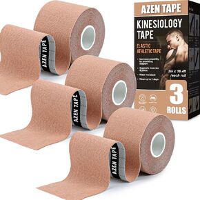 3 Rolls Kinesiology Tape, 16.4 ft Waterproof Kinetic Tape for Joints Support and Muscle Pain Relief, Athletic Tape, Knee Tape, Uncut Muscle Tape - Skin