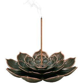 Black Incense Holder Incense Stick Holder Lotus Incense Burner Mini Vintage Flower Shaped Multihole Incense Holder Incense Holder for Sticks and Ash Catcher Home Fragrance