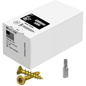 Decking Screws - #10, 5 Inch, Gold, 50 Pcs Long Star Head Wood to Wood Screws - Exterior Wood Screws for Outdoor Decking, Construction, Woodworking Projects & Furniture - Heavy Duty Deck Fasteners