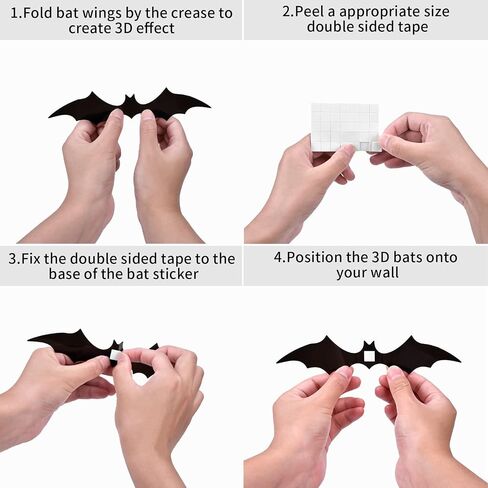 Halloween Decorations 3D Bats 88 Pcs Wall Stickers,Halloween Decor Home Window Decoration Set, PVC Decorative Scary Bats,Halloween Decor Wall Decal Stickers in Saudi Arabia