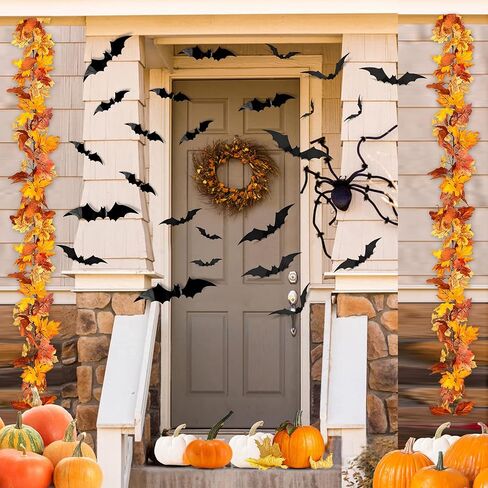 Halloween Decorations 3D Bats 88 Pcs Wall Stickers,Halloween Decor Home Window Decoration Set, PVC Decorative Scary Bats,Halloween Decor Wall Decal Stickers in Saudi Arabia