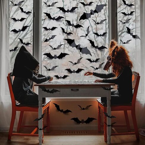 Halloween Decorations 3D Bats 88 Pcs Wall Stickers,Halloween Decor Home Window Decoration Set, PVC Decorative Scary Bats,Halloween Decor Wall Decal Stickers in Saudi Arabia