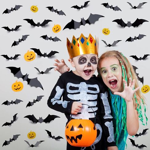 Halloween Decorations 3D Bats 88 Pcs Wall Stickers,Halloween Decor Home Window Decoration Set, PVC Decorative Scary Bats,Halloween Decor Wall Decal Stickers in Saudi Arabia