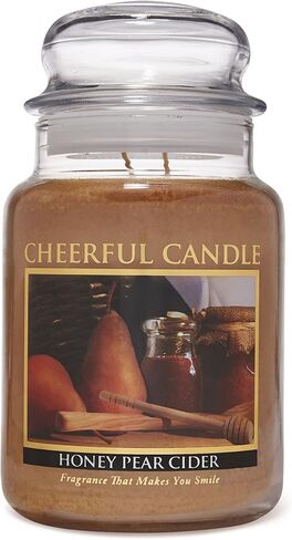 A Cheerful Giver - Honey Pear Cider Scented Glass Jar Candle (24 oz) with Lid & True to Life Fragrance Made in USA in Kuwait