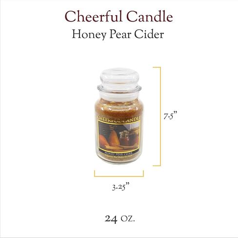 A Cheerful Giver - Honey Pear Cider Scented Glass Jar Candle (24 oz) with Lid & True to Life Fragrance Made in USA in Kuwait