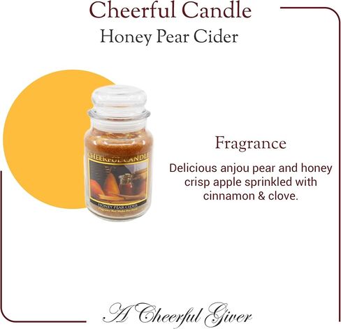 A Cheerful Giver - Honey Pear Cider Scented Glass Jar Candle (24 oz) with Lid & True to Life Fragrance Made in USA in Kuwait