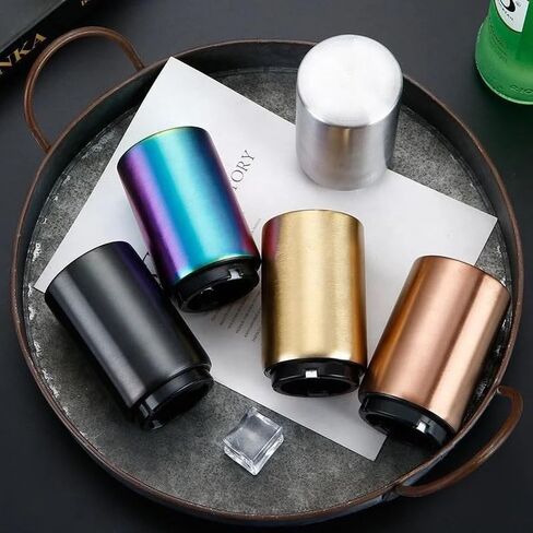 Premium Beer Bottle Opener,Automatic Bottle Openers, Stainless Steel Push Down Beer Opener, No Damage to Bottle Cap with Magnet,Portable Pop the Top Bottle Opener for Home Bars Camping Party (Rainbow) in Saudi Arabia