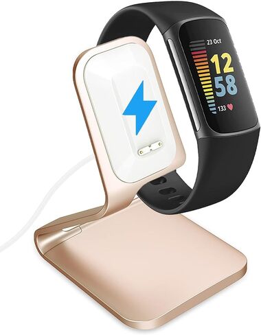 Intoval SmartWatch Charger for Fitbit Charge 6, Charge 5 and Luxe, Zinc Alloy Charging Station, Substitute for Fitbit Charge 6 Charger and Fitbit Charge 5 Charger, Integrated with 5ft Cable (Black) in Saudi Arabia