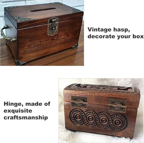 dophee 1 قطعة صندوق النقش الزخرفية غلق بمشبك قفل مزلاج و 2 قطعة مفصلات صغيرة مع مسامير تركيب لصندوق المجوهرات صندوق خشبي صغير صندوق ألعاب صندوق الصدر مجموعة أدوات بيت الدمية in Kuwait