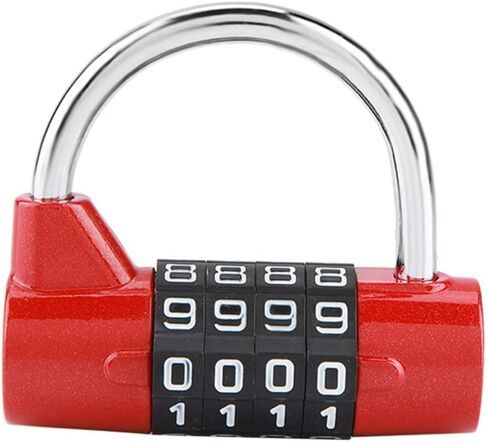 4 Dial Number Combination Padlock, Home Cabinet Travel Box Gym Locker Security Code Lock(Red) in Saudi Arabia