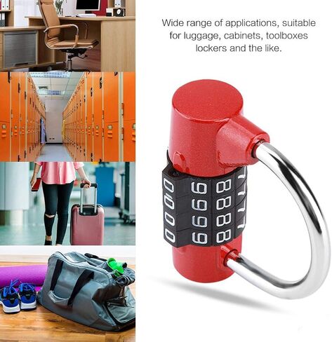 4 Dial Number Combination Padlock, Home Cabinet Travel Box Gym Locker Security Code Lock(Red) in Saudi Arabia