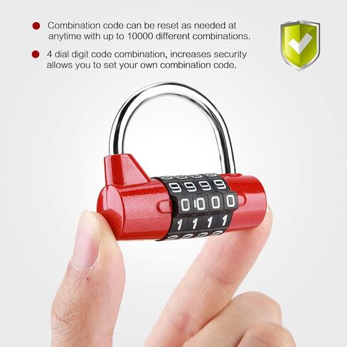 4 Dial Number Combination Padlock, Home Cabinet Travel Box Gym Locker Security Code Lock(Red) in Saudi Arabia