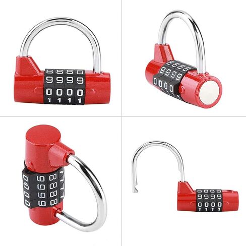4 Dial Number Combination Padlock, Home Cabinet Travel Box Gym Locker Security Code Lock(Red) in Saudi Arabia