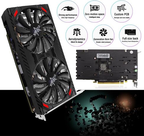 RX 5500 8gb GDDR6 Graphics Card,128 Bit, 3XDP, HDMI, PCI Express 4.0X8, 8pin with Fan Intelligent System,Gaming PC Computer Video Cards with 3X DisplayPort +1X HDMI (5500 Style 2) in Saudi Arabia