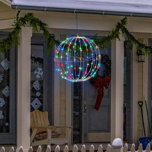 Alpine Corporation 16" H Indoor/Outdoor Foldable Metal Hanging Ornament with Warm White LED Lights in Saudi Arabia