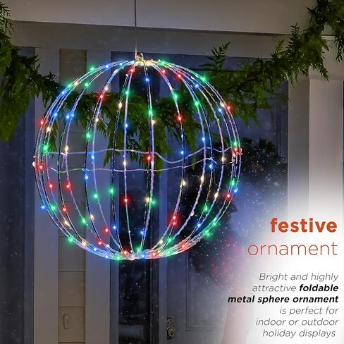 Alpine Corporation 16" H Indoor/Outdoor Foldable Metal Hanging Ornament with Warm White LED Lights in Saudi Arabia