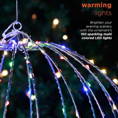 Alpine Corporation 16" H Indoor/Outdoor Foldable Metal Hanging Ornament with Warm White LED Lights in Saudi Arabia