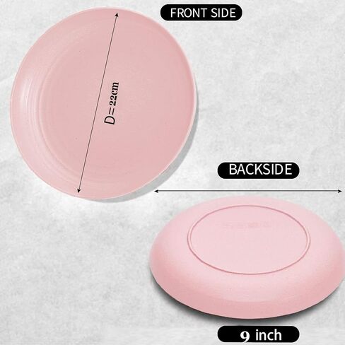 9 Pieces 9 Inch Plastic plates reusable, Wheat Straw Deep Dinner Plates,Lightweight Straw Plates, Dishwasher & Microwave Safe, Perfect for Dinner Dishes- Dishes for Kids Toddlers & Adults in Saudi Arabia