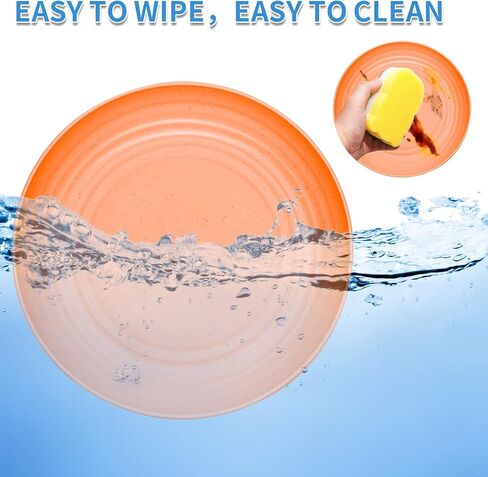 9 Pieces 9 Inch Plastic plates reusable, Wheat Straw Deep Dinner Plates,Lightweight Straw Plates, Dishwasher & Microwave Safe, Perfect for Dinner Dishes- Dishes for Kids Toddlers & Adults in Saudi Arabia