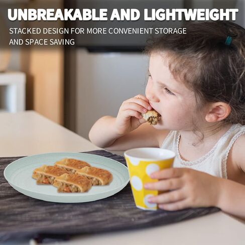 9 Pieces 9 Inch Plastic plates reusable, Wheat Straw Deep Dinner Plates,Lightweight Straw Plates, Dishwasher & Microwave Safe, Perfect for Dinner Dishes- Dishes for Kids Toddlers & Adults in Saudi Arabia