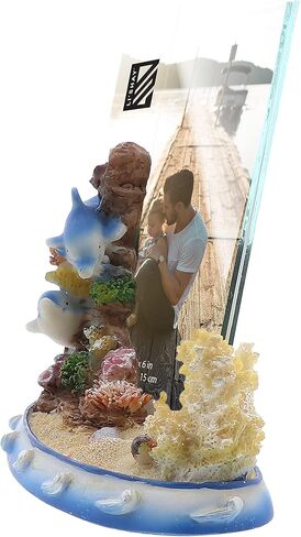 Li'Shay Dolphin Picture Frame for 3.5x5 Photo Ocean Floor Scene - Yellow Coral in Saudi Arabia