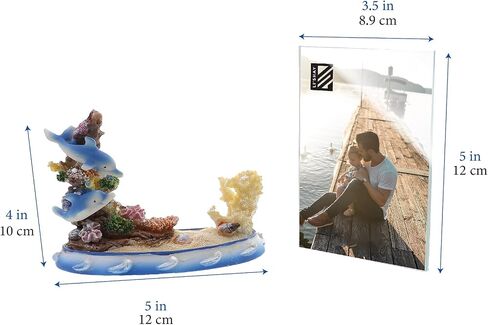 Li'Shay Dolphin Picture Frame for 3.5x5 Photo Ocean Floor Scene - Yellow Coral in Saudi Arabia